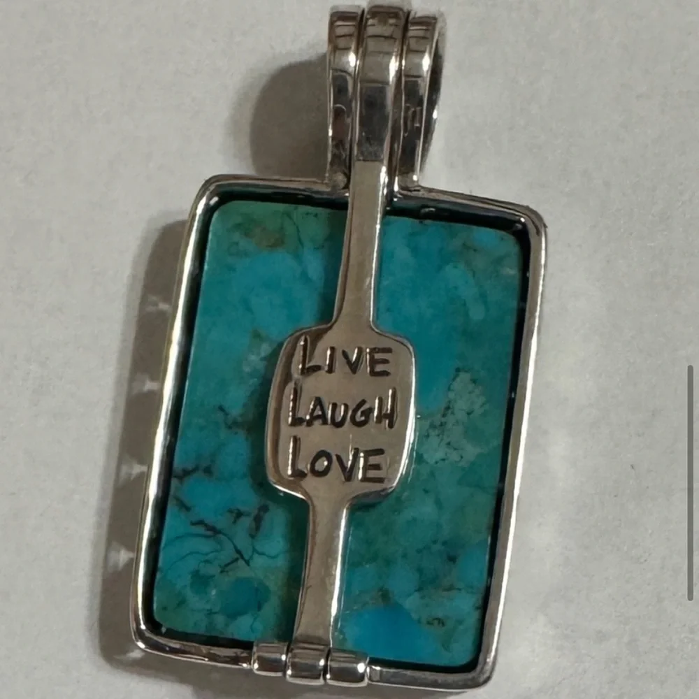 Silpada .925 Silver interchangeable pendant. Black Turquoise & white discs.